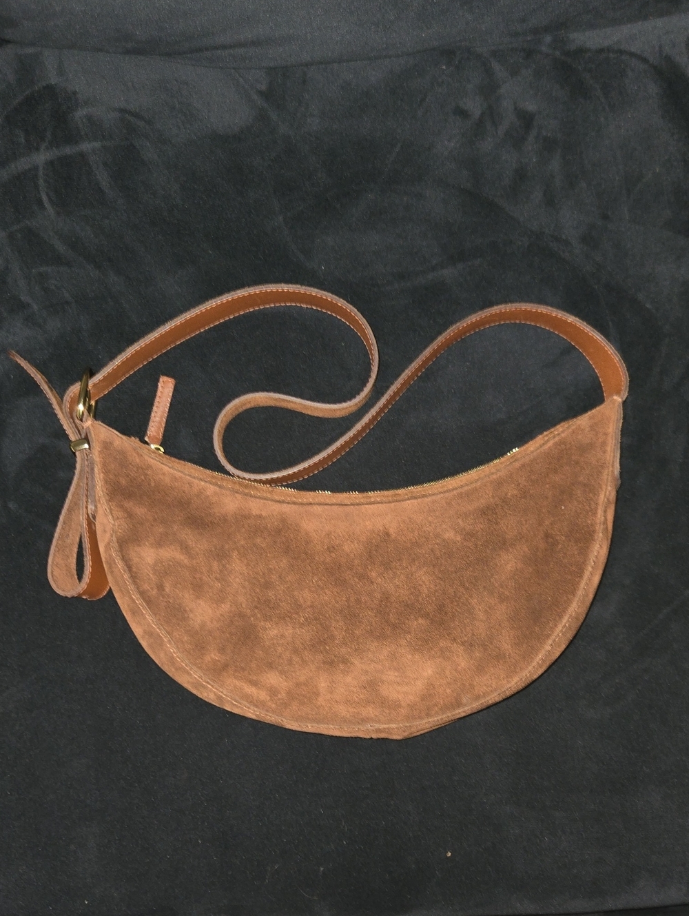 Madewell Brown Suede Crescent Shoulder Bag
